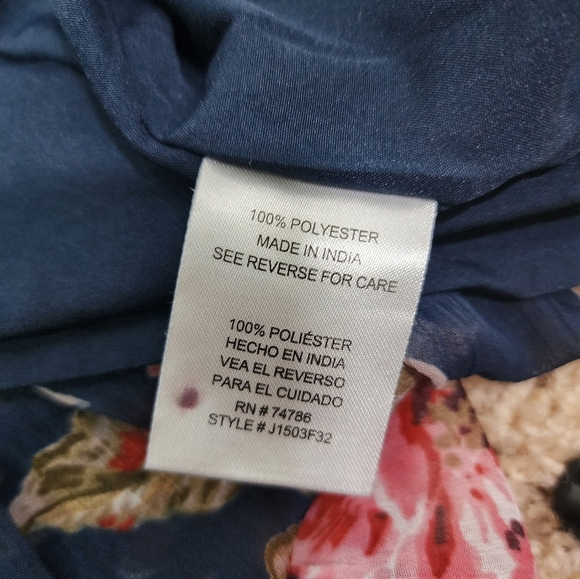 Patrons of Peace Boho Festival Navy Floral Tank Top Size Small - Picture 7 of 9